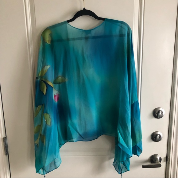 NWT Chico’s Women’s Silk Top Cover Kimono Size 3 (X-LARGE) - Picture 3 of 7
